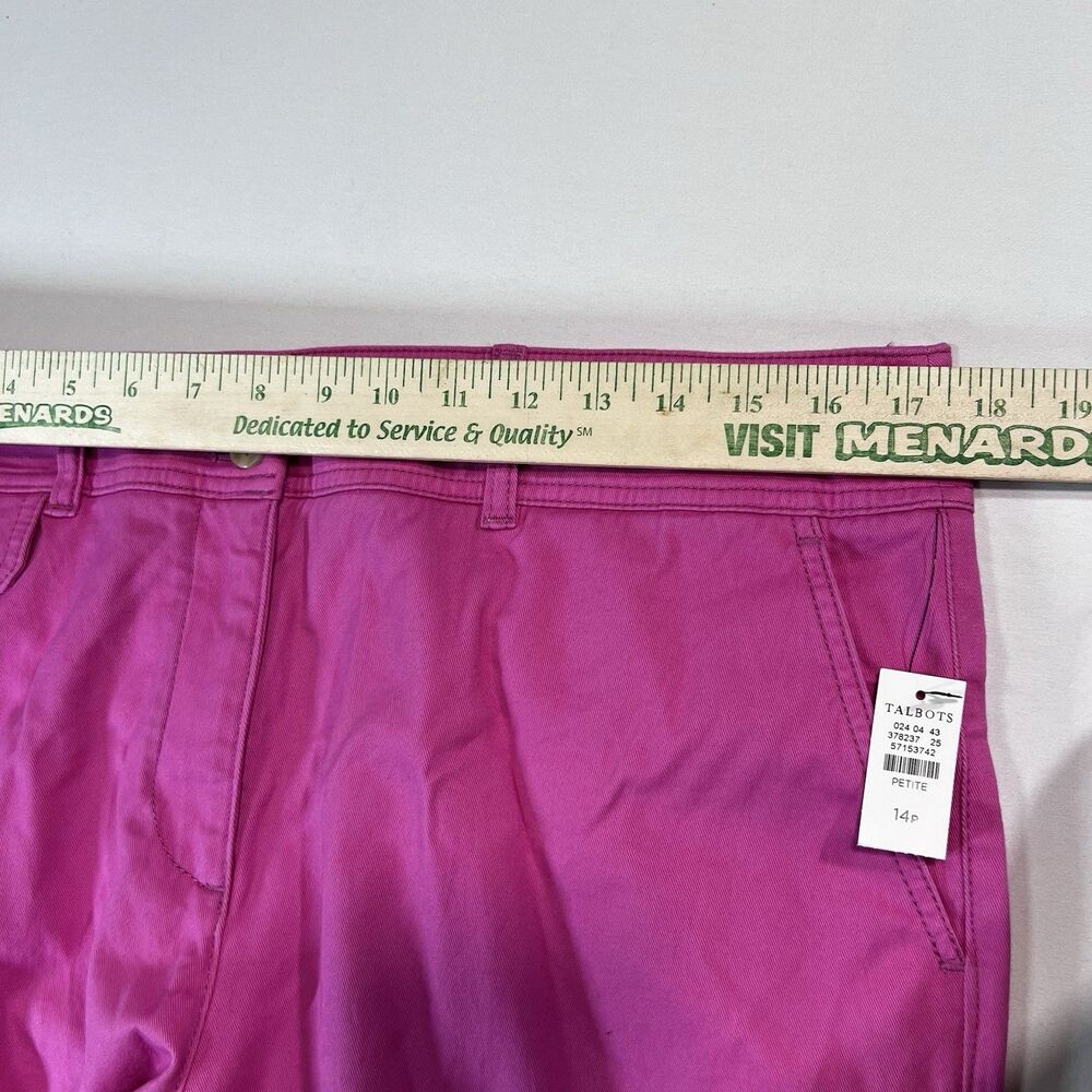 NWT Talbots Wide Leg Pants 14P Pink Twill High Rise Comfort Stretch Trouser - Picture 9 of 11